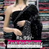 Midnight Noir Shimmer Saree with Mirror-Work Artistry