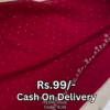 Ivory Starlight Saree with Ruby Velvet Accents