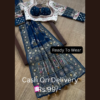 Royal Indigo Silk Saree with Sun-Motif Artistry
