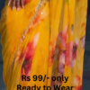Golden Sunburst Floral Chiffon Saree