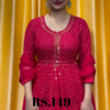 Crimson Polka-Dot Anarkali Gown with Embroidered Cinched Waist
