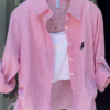 Casual Chic: Pink Striped Overlay with Cinch Detail