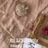 Rose Gold Splendor: Embroidered Silk Suit with Potli Bag