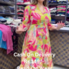 Abstract Floral High-Low Anarkali Gown